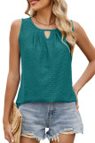 Round Neck Hollowed Out Pleated Sleeveless Vest