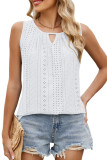 Round Neck Hollowed Out Pleated Sleeveless Vest