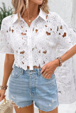 Lace Fashion Versatile Hollow Short Sleeve Shirt