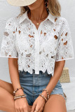 Lace Fashion Versatile Hollow Short Sleeve Shirt
