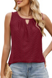Round Neck Hollowed Out Pleated Sleeveless Vest