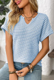 V-Neck Short Sleeved Loose Striped T-Shirt