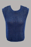 Round Neck Mesh Knitted Woven Cover Sweater 