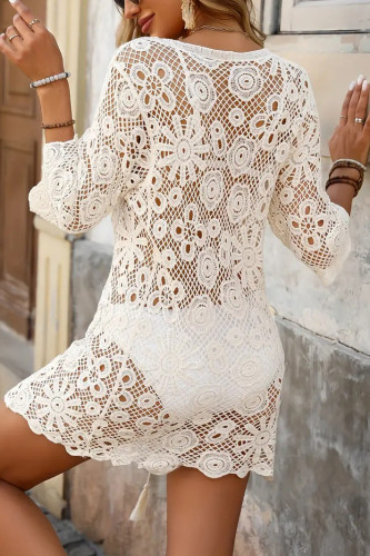 Hollow Out Sun Protection Shirt Beach Dress
