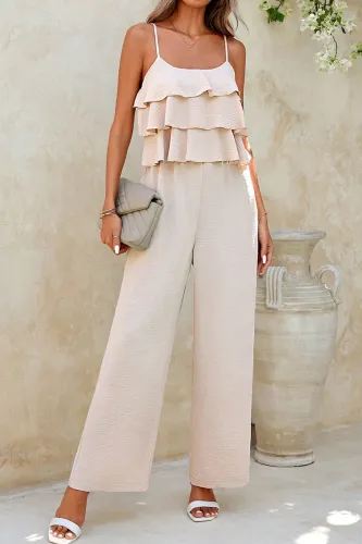 Ruffle Camisole Sleeveless Wide Leg Jumpsuit