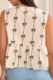 Fashion Bow Print V-Neck Sleeveless Shirt