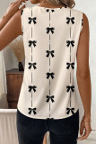 Summer Bow Print V-Neck Sleeveless Shirt