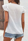 Summer Lace Ruffle Short Sleeved V-Neck Shirt