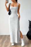 Sleeveless Slim Knit Striped Camisole Dress
