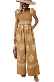 Vintage Printed High Waisted Wide Leg Jumpsuit
