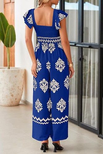 Vintage Printed High Waisted Wide Leg Jumpsuit
