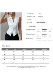 Striped Printed Lapel Sleeveless Shirt