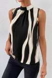 Printed Round Neck Bow Sleeveless Vest