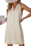 Summer Stripe Print V-Neck Sleeveless Casual Dress