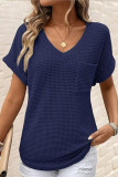 Waffle Knit V-Neck Short Sleeved T-Shirt
