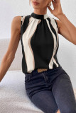 Printed Round Neck Bow Sleeveless Vest