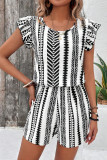 Summer Ruffled Short Sleeved Printed Jumpsuit