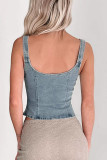 Zipper Cardigan Sleeveless Camisole Denim Vest