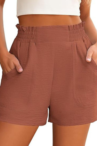 Lotus Leaf Edge Elastic High Waisted Shorts