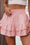 Solid Color Ruffled High Waisted Wide Leg Shorts