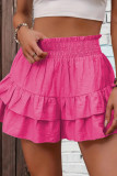 Solid Color Ruffled High Waisted Wide Leg Shorts