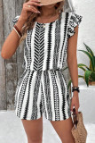 Summer Ruffled Short Sleeved Printed Jumpsuit