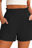 Lotus Leaf Edge Elastic High Waisted Shorts