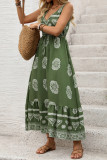 Ethnic Style Sleeveless V-Neck High Waisted Dress