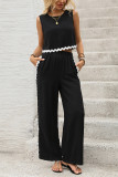 Black/White Contrasting Sleeveless Vest Pants Two-Piece Set