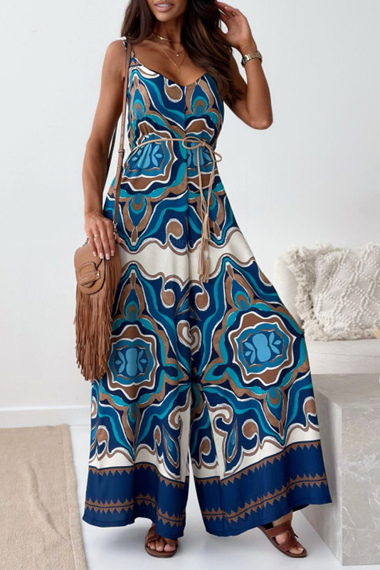 Bohemian Sleeveless Camisole Wide Leg Jumpsuit