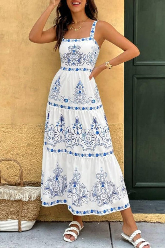 Ethnic Style High Waisted Sleeveless Camisole Dress