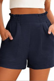 Lotus Leaf Edge Elastic High Waisted Shorts