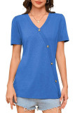 Solid Color Bubble Short Sleeved V-Neck T-Shirt