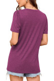 Solid Color Bubble Short Sleeved V-Neck T-Shirt