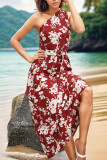 Summer Flower Print One Shoulder Dress