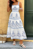 Ethnic Style High Waisted Sleeveless Camisole Dress