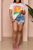 Summer High Waisted Fringed Denim Shorts