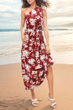 Summer Flower Print One Shoulder Dress