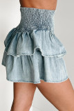 Solid Color Cowboy Cake Pleated Skirt