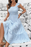 Striped Ruffle Edge Sleeveless Camisole Dress