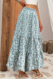 Summer Floral Print High Waisted Skirt