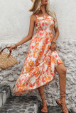 V-Neck Camisole Floral Print Backless Dress