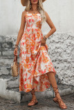 V-Neck Camisole Floral Print Backless Dress