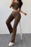 Casual Sports Solid Color Short Sleeved Pants Two-Piece Set