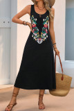 Ethnic Style Printed Sleeveless Embroidered Dress