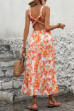 V-Neck Camisole Floral Print Backless Dress