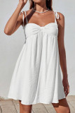 Solid Color Suspender Sleeveless Mini Dress