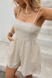 Solid Color Cotton Linen Sleeveless Camisole Jumpsuit