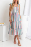 Summer Rainbow Contrasting Striped Camisole Dress
