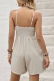 Solid Color Cotton Linen Sleeveless Camisole Jumpsuit